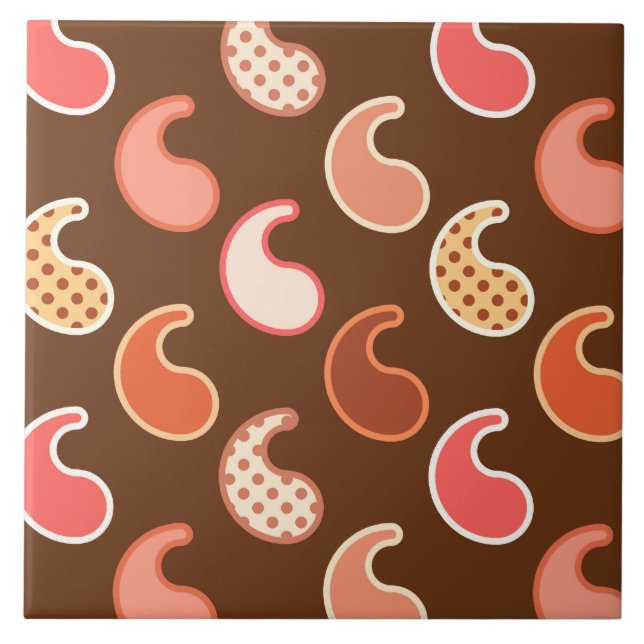 Carreau Motif Paisley moderne, Tons de la Terre, Brown de  (Devant)