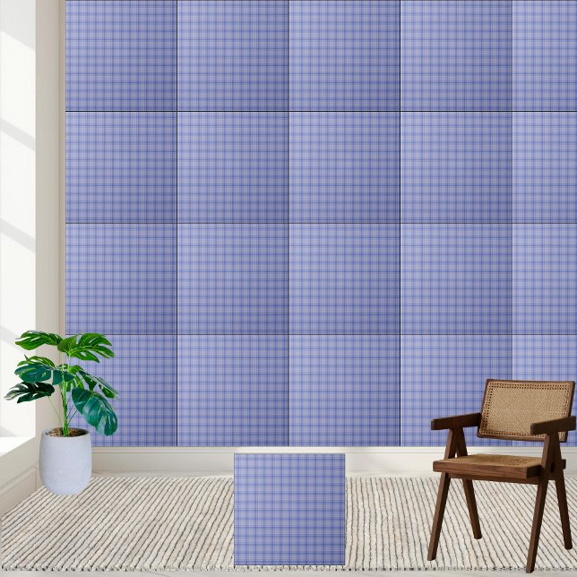 Carreau Motif Plaid Bleu Classique - élégant et intemporel (Classic Blue Plaid Pattern- Stylish & Timeless Ceramic Tile)