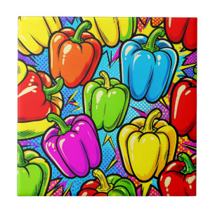 Carreau Motif Poivrons Pop Art