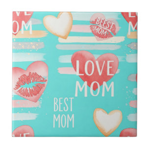 Carreau Motif Pop Turquoise Vibrant de Reconnaissance MAMA