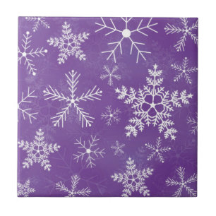 Carreau Motif pourpre et blanc de flocon de neige