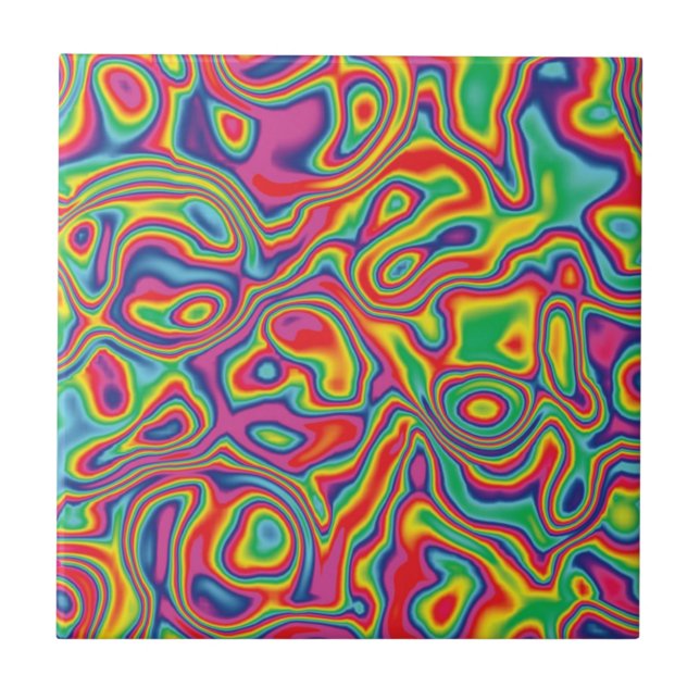 Carreau Motif psychédélique d'huile d'arc-en-ciel (Devant)