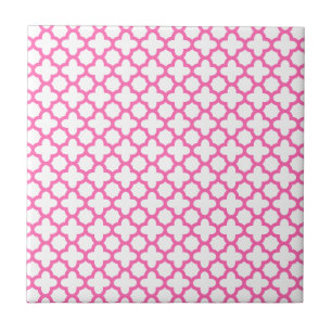 Carreau Motif Quatrefoil rose chaud