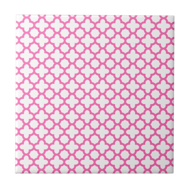 Carreau Motif Quatrefoil rose chaud (Devant)