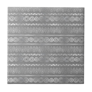 Carreau Motif rayé gris bohème décoratif
