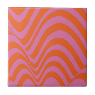 Carreau Motif rayures ondulées rose orange gras