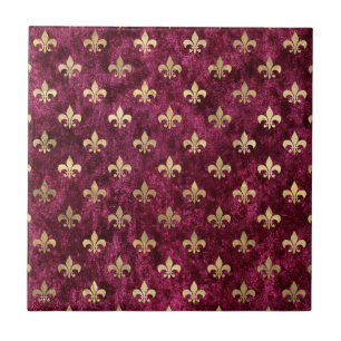 Carreau Motif Red Velvet Fleur De Lis Mardi Gras Orleans