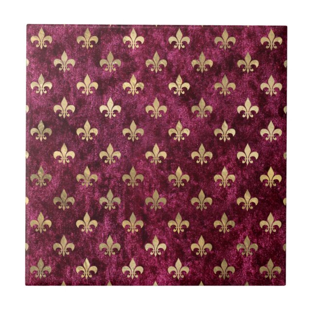 Carreau Motif Red Velvet Fleur De Lis Mardi Gras Orleans (Devant)