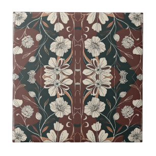 Carreau Motif reflets de fleurs d'Automne Noir