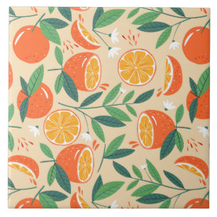 Carreau Motif rétro de fruits d'agrumes orange
