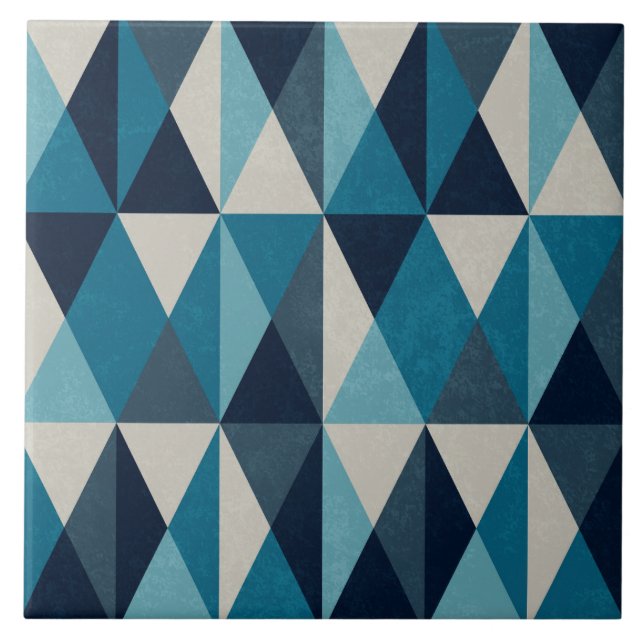 Carreau Motif Rhombic bleu blanc noir (Devant)