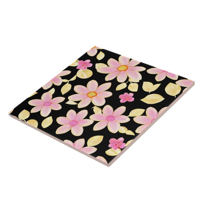 Carreau Motif rose et noir (Côté)