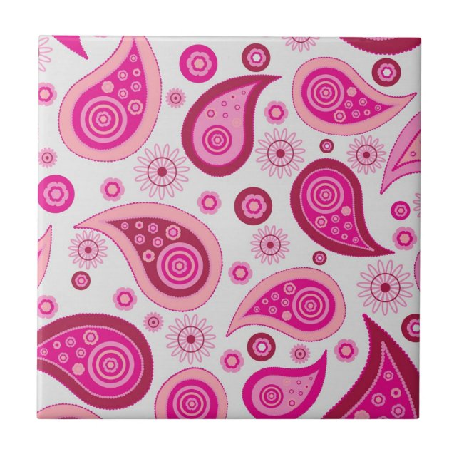 Carreau Motif rose Paisley Boho (Devant)