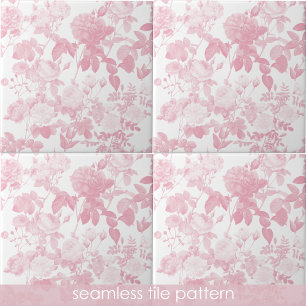 Carreau Motif Rose rose blanc