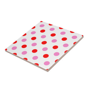 Carreau Motif Rouge et Rose sur Fond Blanc à Points 