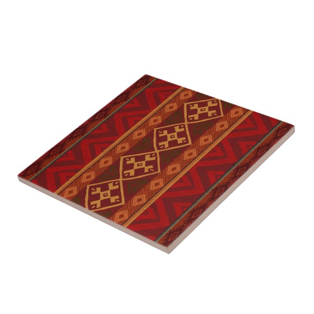 Carreau Motif rouge inspiré andin de rouille (Côté)
