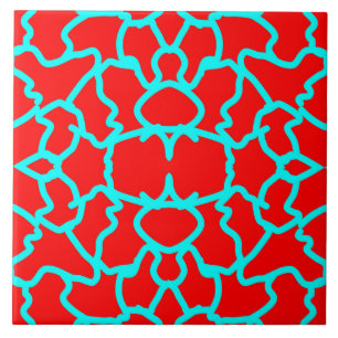 Carreau Motif rouge vif et turquoise attrayant