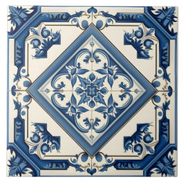 Carreau Motif rustique bleu méditerranéen élégant