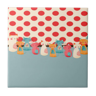 Carreau Motif rustique de chat mignon