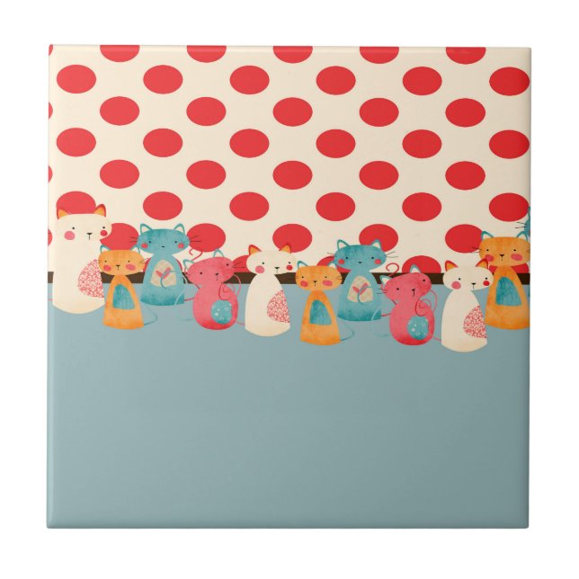 Carreau Motif rustique de chat mignon (Devant)