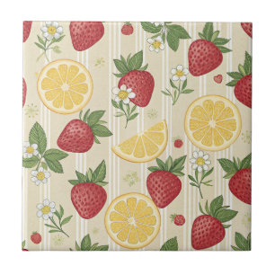 Carreau Motif rustique de fraise et d'agrumes (4)