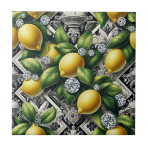 Carreau Motif sans couture Art Déco en noir et blanc Citro
