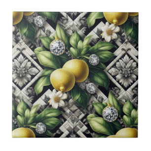 Carreau Motif sans couture Art Déco en noir et blanc Citro