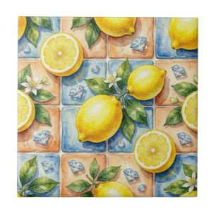 Carreau Motif sans couture Citrons et Diamants