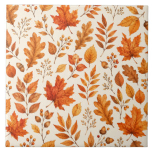 Carreau Motif sans couture de feuilles d'automne chaudes