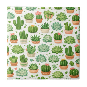 Carreau Motif sans couture de plante succulente mignonne
