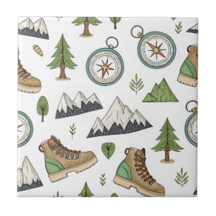 Carreau Motif sans couture de randonnée aventureuse