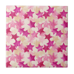 Carreau Motif sans couture d'étoile en détresse rose