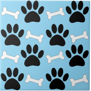 Carreau Motif sans couture Paws And Bones Bleu personnalis