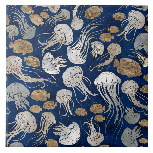 Carreau Motif sous-marin de méduse (Devant)
