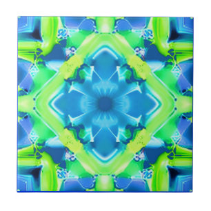 Carreau Motif Tie-Dye Bleu Cobalt et Vert Citron