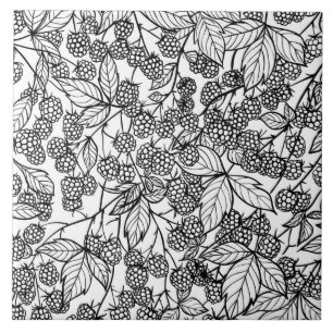 Carreau Motif tiré à la main de framboises