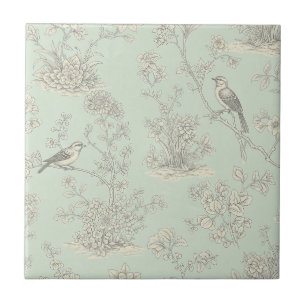 Carreau Motif Toile Botanique Élégant Oiseau Sage