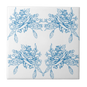 Carreau Motif Toile de Jouy Bleu