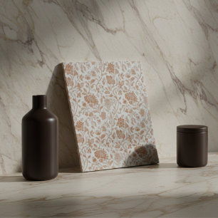 Carreau Motif Toile en Terracotta Florale