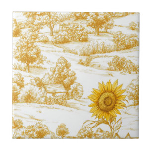Carreau Motif Toile Tournesol Ferme Couleur Or Chaud