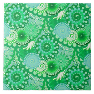 Carreau Motif tourbillon fractal, turquoise, aqua, jade