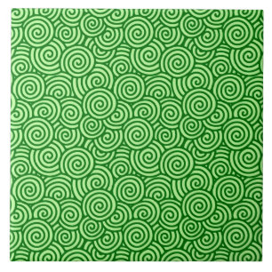Carreau Motif tourbillon japonais - vert pin et citron ver