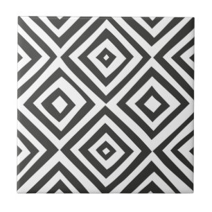 Carreau Motif triangulaire Abstrait en forme de blanc noir