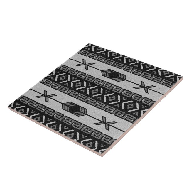 Carreau Motif Tribal Aztec Noir Et Blanc Du Sud-Ouest (Côté)