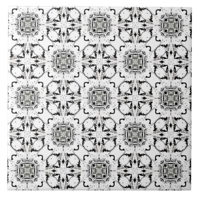 Carreau Motif tribal moderne noir et blanc (Devant)