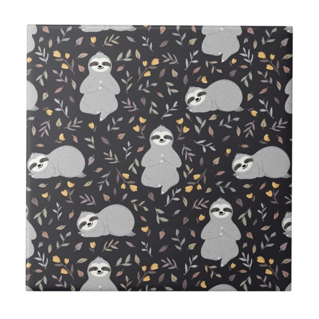 Carreau Motif tropical de paresse de bébé (Devant)