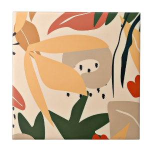 Carreau Motif tropical esthétique beige