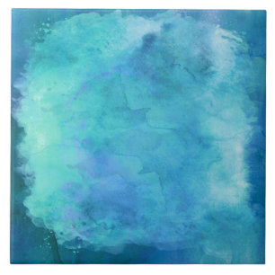 Carreau Motif turquoise bleu de texture d'aquarelle d'Aqua