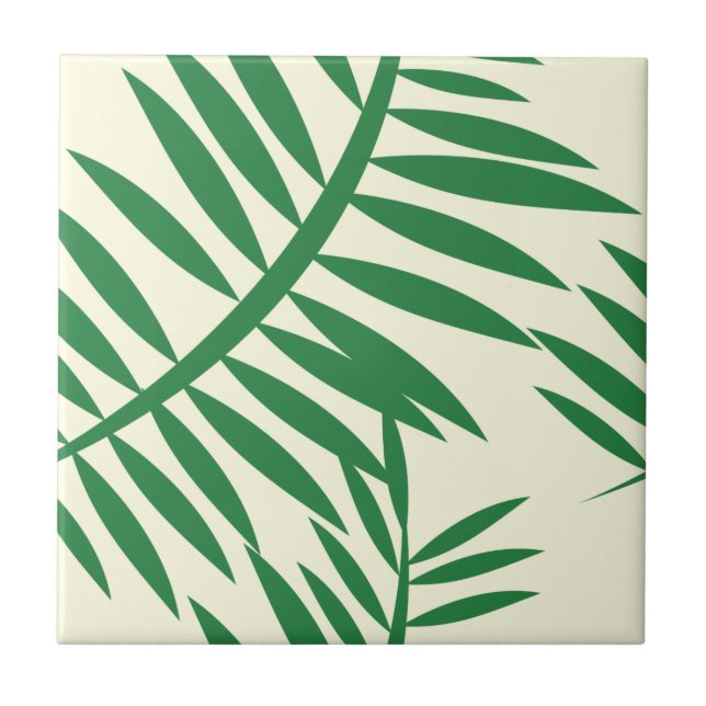 Carreau Motif vert tropical de feuille de fougère (Devant)