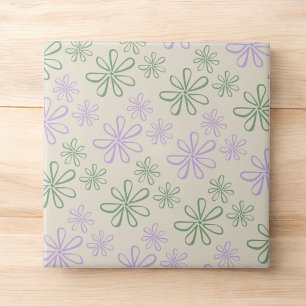 Carreau Motif vert Vintage rétro violet petite fleur